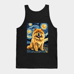 Chow Chow Dog Breed Painting in a Van Gogh Starry Night Art Style Tank Top